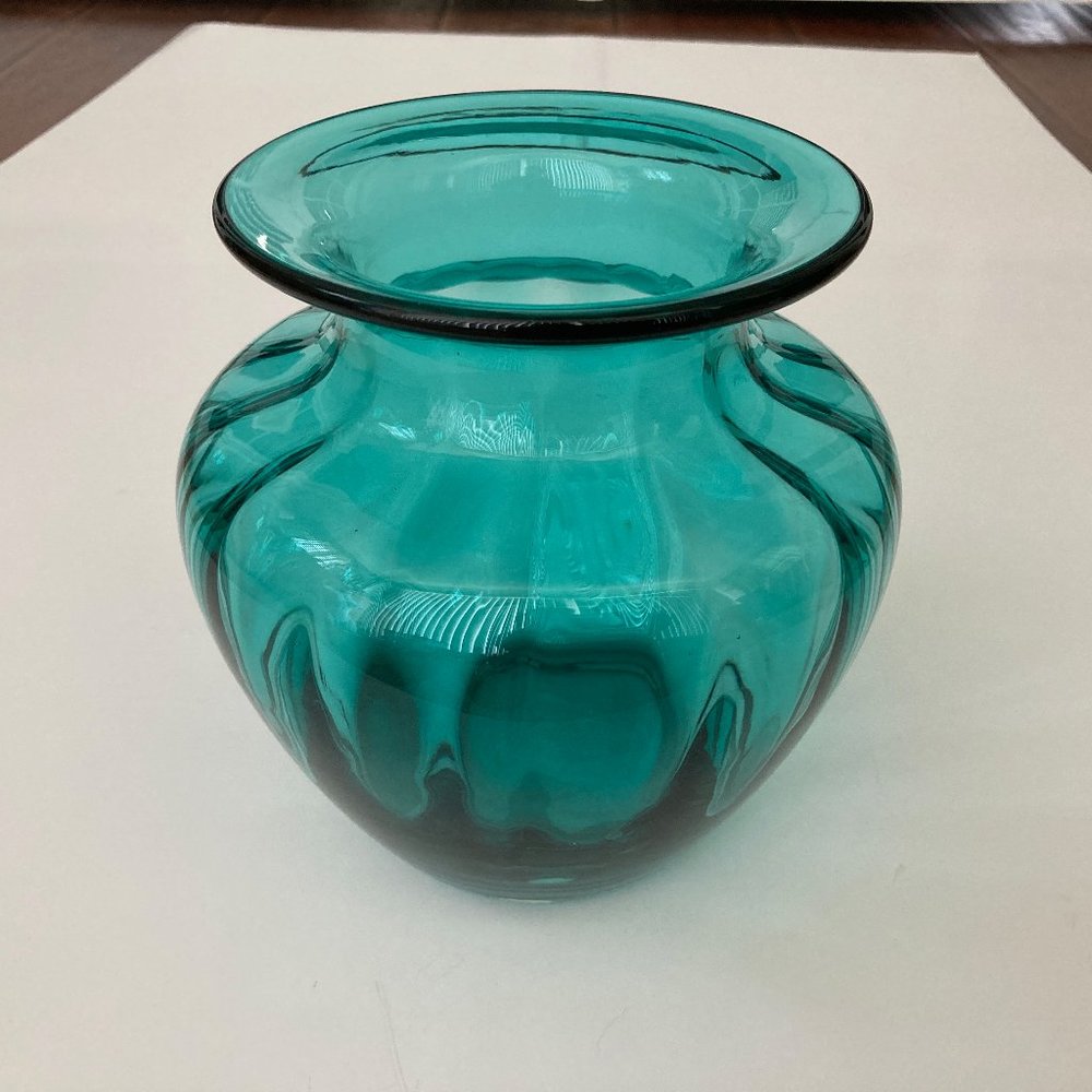 Beautiful Glass Aquamarine Blue  Art Deco Vase
